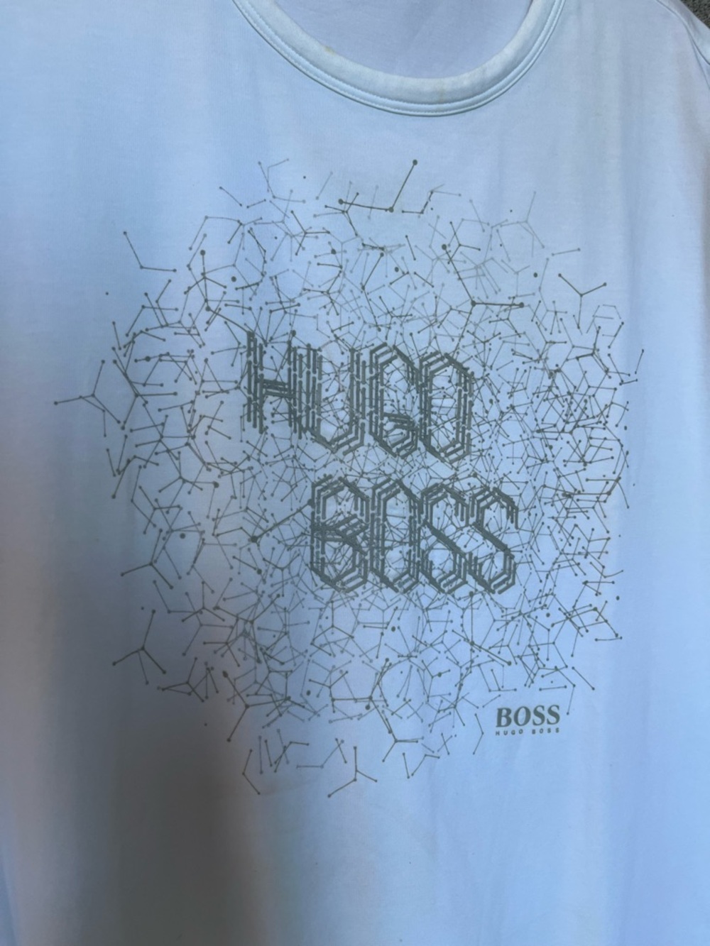 Hugo Boss White Tee with Silver Geometric Logo